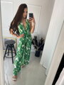 Damen Sommer Long Jumpsuit Weiß-Grün