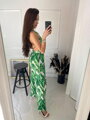 Damen Sommer Long Jumpsuit Weiß-Grün