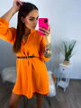 Orangefarbenes Sommer-Hemdkleid mit Gürtel