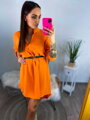 Orangefarbenes Sommer-Hemdkleid mit Gürtel