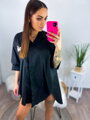 Hemdblusenkleid mit der Aufschrift SMILE schwarz
