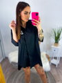 Hemdblusenkleid mit der Aufschrift SMILE schwarz