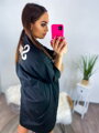 Hemdblusenkleid mit der Aufschrift SMILE schwarz