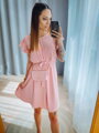 Damen-Sommerkleid im A-Linien-Schnitt mit MFY hellrosa Handtasche