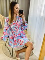 Damen Sommerkleid mit Rüschenärmeln MFY blau