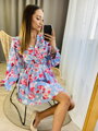Damen Sommerkleid mit Rüschenärmeln MFY blau