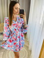 Damen Sommerkleid mit Rüschenärmeln MFY blau