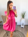 Rosafarbenes Sommerkleid mit Schnürung in der Taille