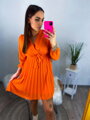 Orangefarbenes Damenkleid mit Faltenrock