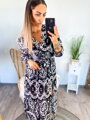 Damen-Midikleid mit Tiermuster, schwarz