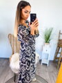 Damen-Midikleid mit Tiermuster, schwarz