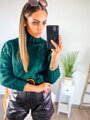 Grüner Damenstrickpullover mit Muster