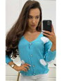Damen-Strickjacke in Blau mit Herzen
