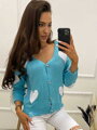 Damen-Strickjacke in Blau mit Herzen