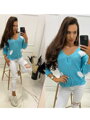 Damen-Strickjacke in Blau mit Herzen
