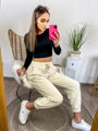 Damen-Jogginghose aus Velours in Cremefarbe