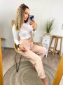 Velours-Jogginghose in blassrosa Farbe