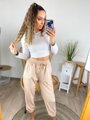 Velours-Jogginghose in blassrosa Farbe