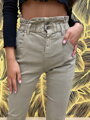 Damenhose S65-1 mit dekorativem Taillenbereich in Beige