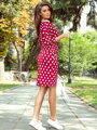 Damen Jersey-Kleid 13-111bordo mit Punkte