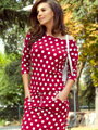 Damen Jersey-Kleid 13-111bordo mit Punkte