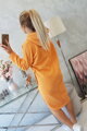 Langes Damen Sweatshirtkleid mit Kapuze 9168 orange
