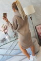 Langes Damen Sweatshirtkleid mit Kapuze 9168 cappuccino