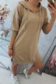 Erweitertes Sweatshirtkleid mit Kapuze 9078 beige