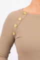 Damen Bleistiftkleid mit dekorativen Knöpfen 5198 beige