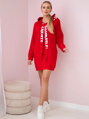 Damen Sweatshirt-Kleid mit Kapuze 0042 rot