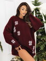 Dámske pletené šaty s vločkami SUK-DZ55-25 bordo