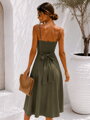 Khaki Sommer-Midikleid mit sanftem Dekolleteé-Bustier