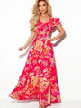 Damen-Blumenkleid mit kurzen Ärmeln 310-4