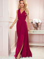 Damenkleid mit Ausschnitt 362-5 Burgunderrot