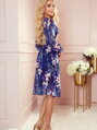 Chiffonkleid mit Ausschnitt 388-1 Marineblau mit Blumen