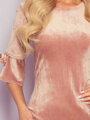 Elegantes Kleid aus puderfarbenem Velours 217-6