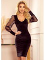 Damen-Velourskleid NM 343-1 schwarz