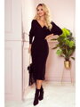 Schwarzes gestricktes Midikleid 356-3