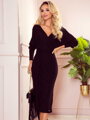 Schwarzes gestricktes Midikleid 356-3