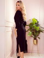 Schwarzes gestricktes Midikleid 356-3
