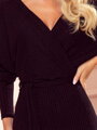 Schwarzes gestricktes Midikleid 356-3