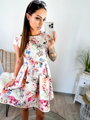Stylowe suknie w beżowym kolorze ze wzorem kwiatowym