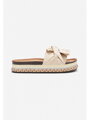 Stylowe damskie klapki LS066-42 BEIGE z kokardą