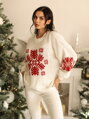 Schneeweißer Pullover mit roter Schneeflocke SW252-24
