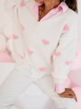 Sweatshirt mit rosa Herzen SW198-24 weiß