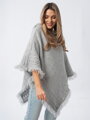 Damen Poncho mit Kapuze HARLEY hellgrau