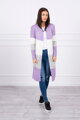 Lange Damen Strickjacke Trikolore 2019-12 lila+weiß+grau