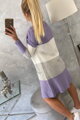 Lange Damen Strickjacke Trikolore 2019-12 lila+weiß+grau