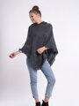 Damen Poncho mit Kapuze HARLEY dunkelgrau