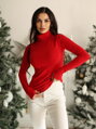 Bequemer Damen-Rollkragenpullover in Rot BLK59-20